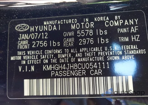 2012 Hyundai Equus Signature z USA, uszkodzony, nr VIN KMHGH4JH8CU054111